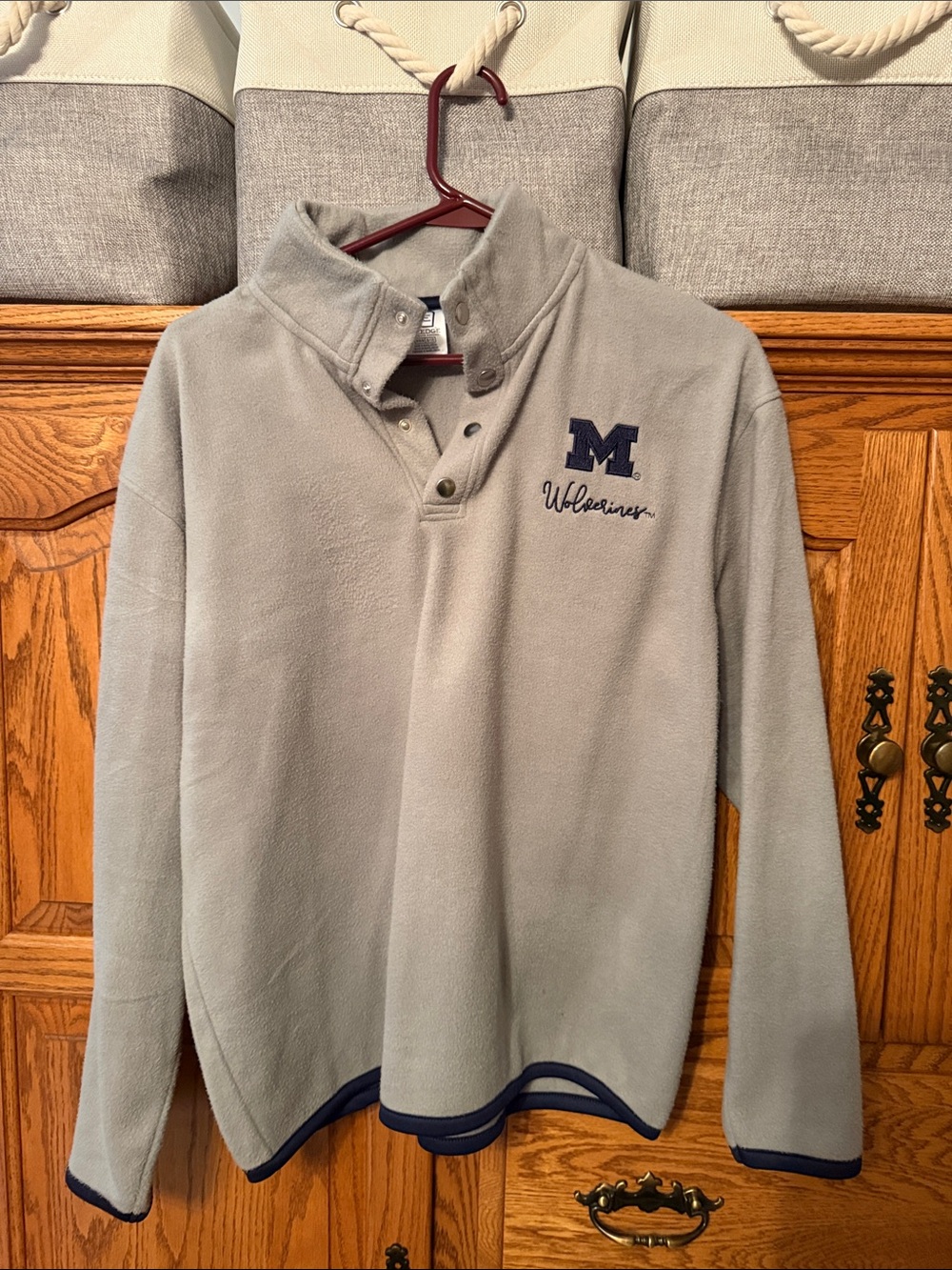 Knights Apparel Gray Fleece Quarter-Snap Pullover with Navy Logo